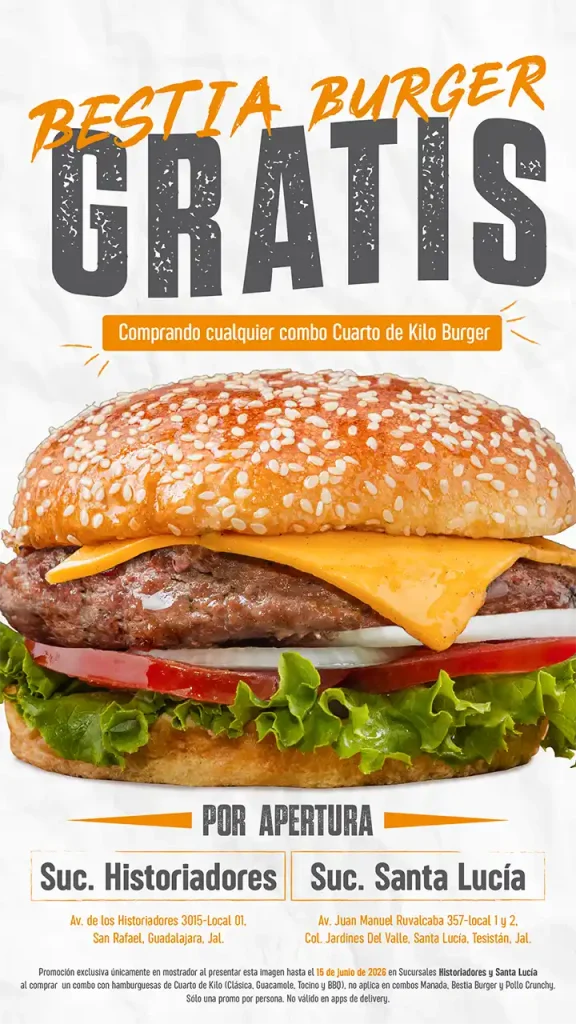 Hamburguesa Bestia Burger GRATIS